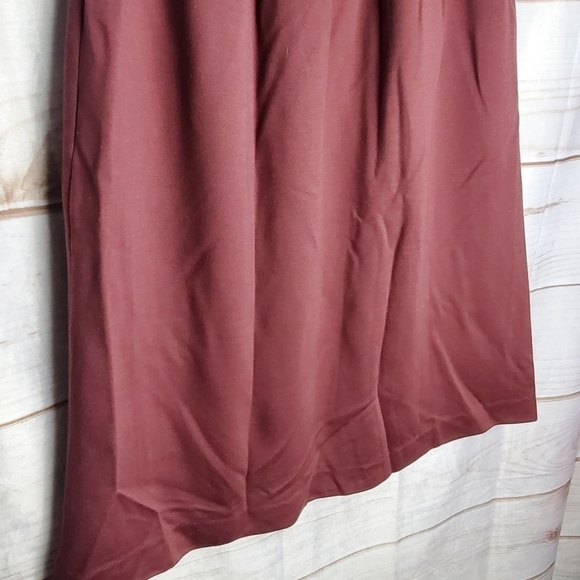 Vintage 80s Catalina Burgundy Pencil Elastic Waist Skirt With Pockets Size 12 - Picture 3 of 10